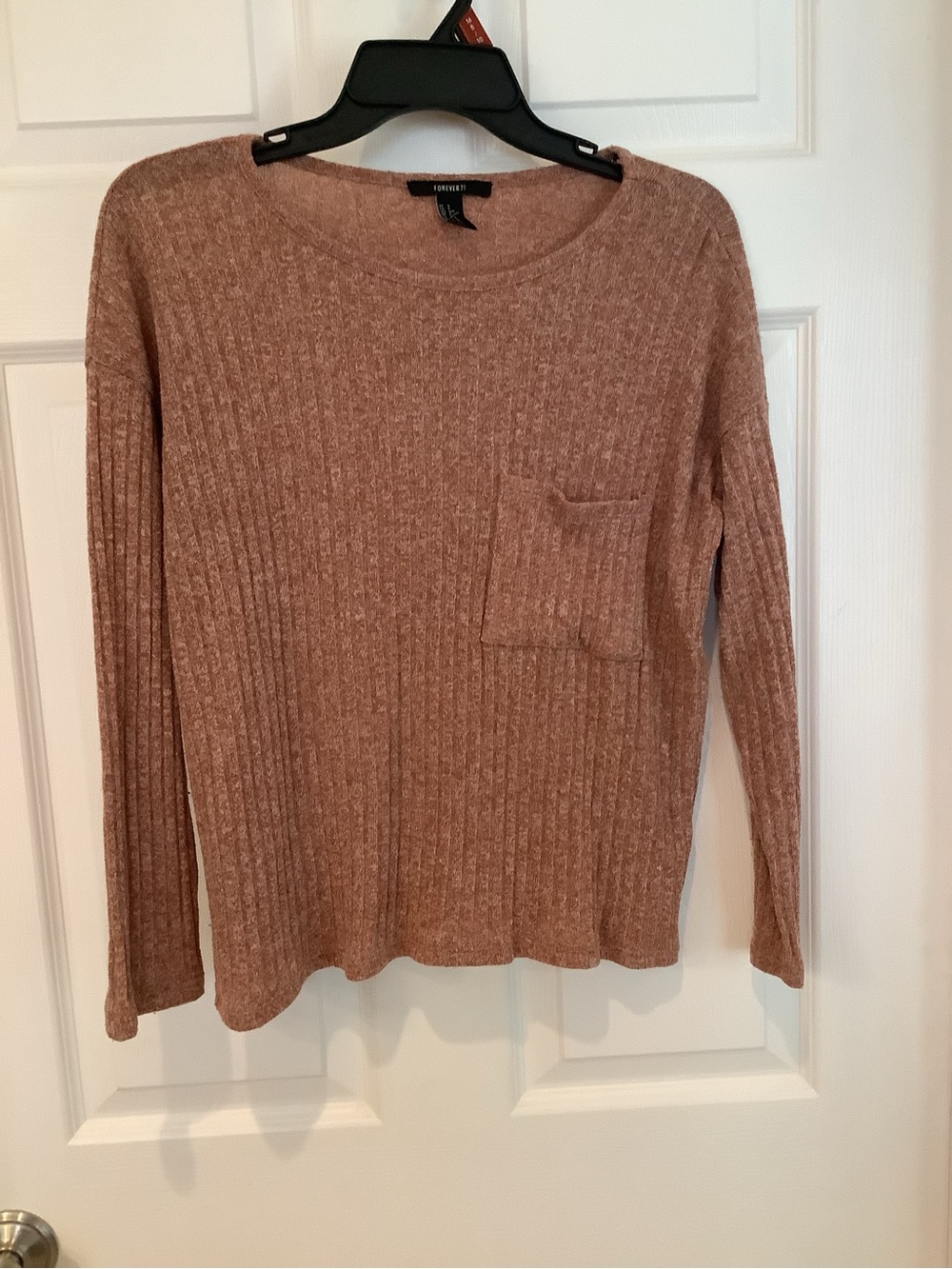 Forever 21 Ribbed Scoop Neck Sweater in Dusty Rose
